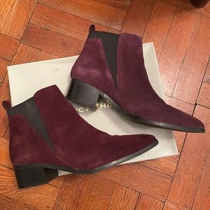 Marc Fisher Dark Red Maroon Suede Booties